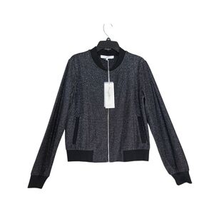 Gottex Shimmering zip up Black Bomber Jacket NWT